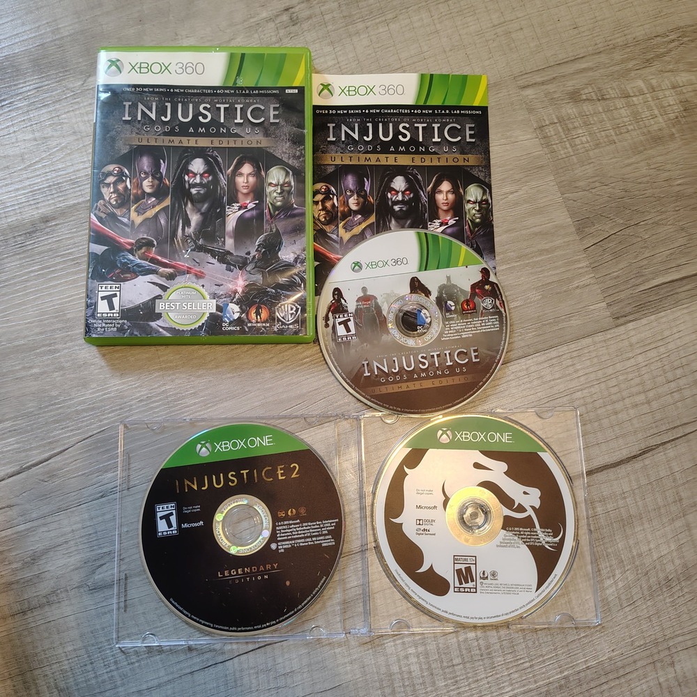 Xbox Game Lot Injustice 1 & 2 Ultimate Legendary Edition Mortal Kombat X